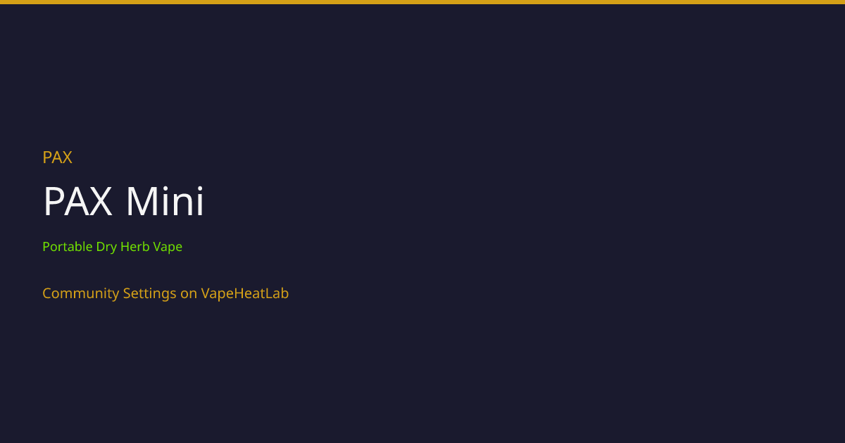 PAX PAX Mini - Temperature Settings & Community Heat Profiles | VapeHeatLab